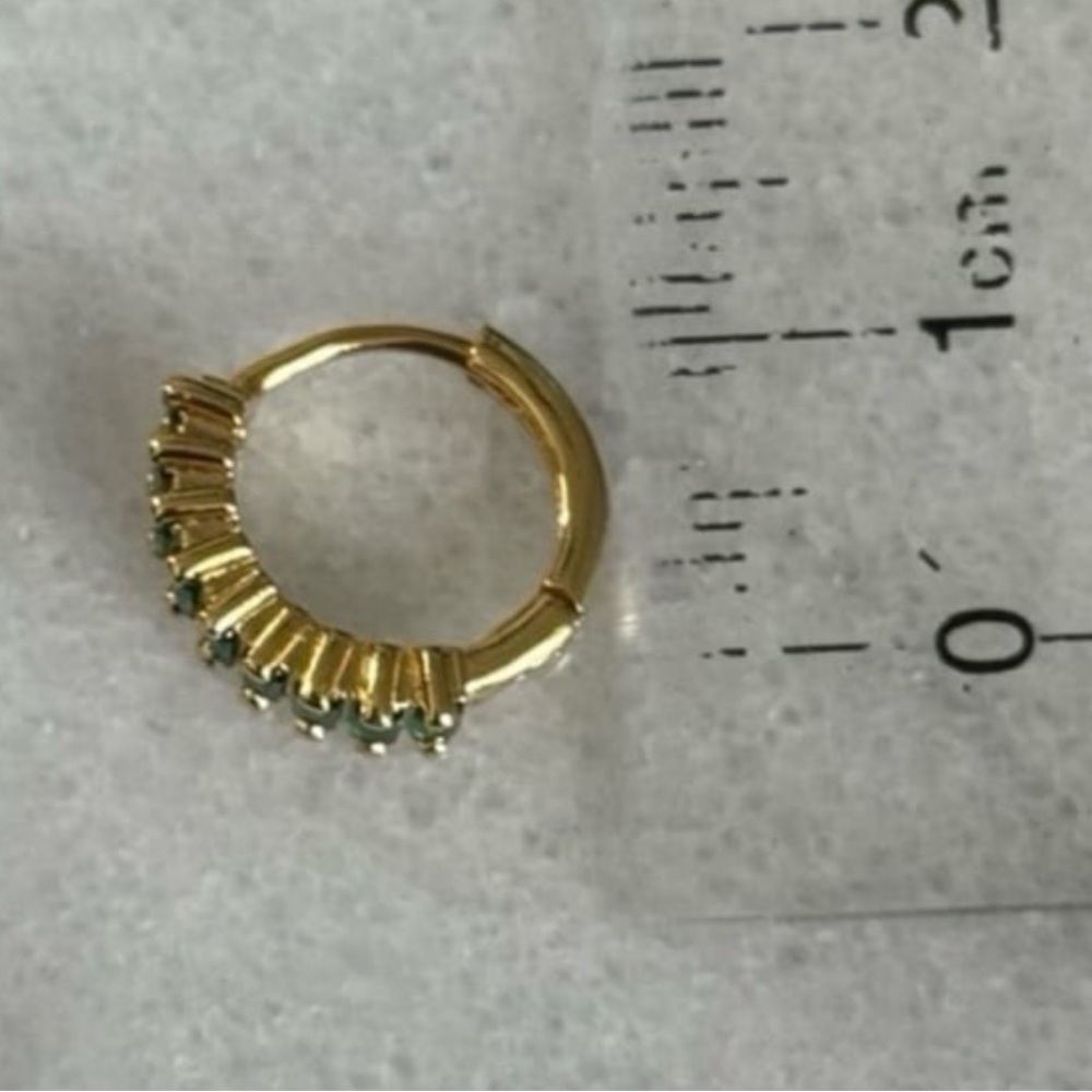 NEW STOCK Gold Thick Green Crystal Huggie Hoop Earrings - Picture 4 of 4